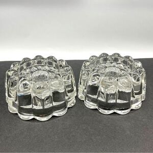 Vintage Princess House 3-Way Round Ribbed Crystal Candle Holder Pair